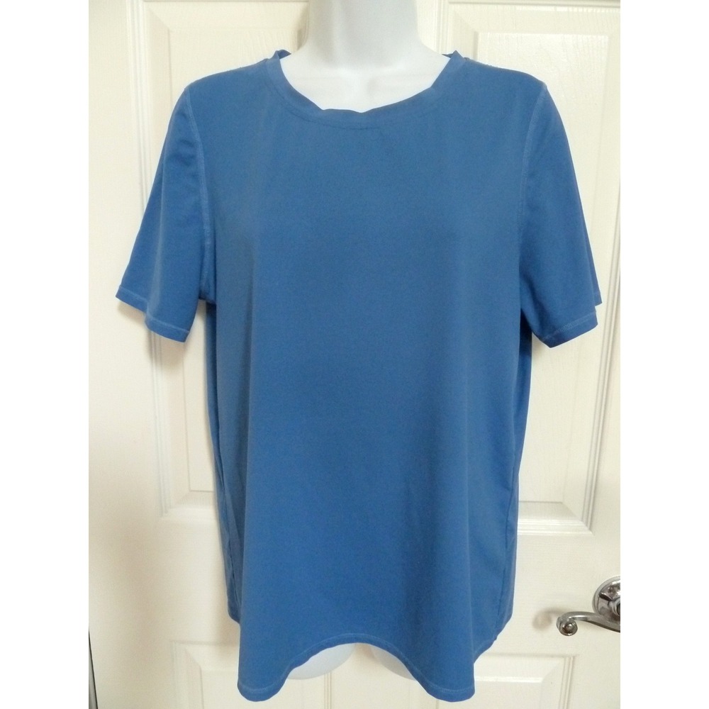 LL Bean Women M Blue Activewear Nylon Lycra Hiking Walking Top 516334